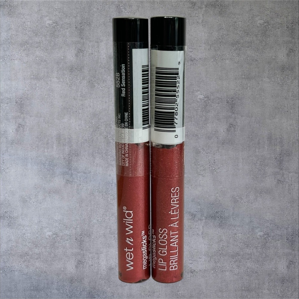 Wet‎ n Wild Megaslicks Lip Gloss Red Sensation 552B 0.19oz NEW 2 Pack Shimmer